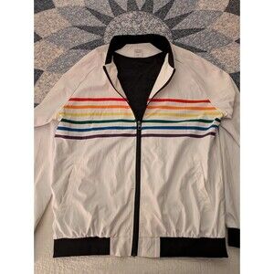 Harlow And Lloyd Mens Rainbow Striped Pride Bomber Jacket Size XXL